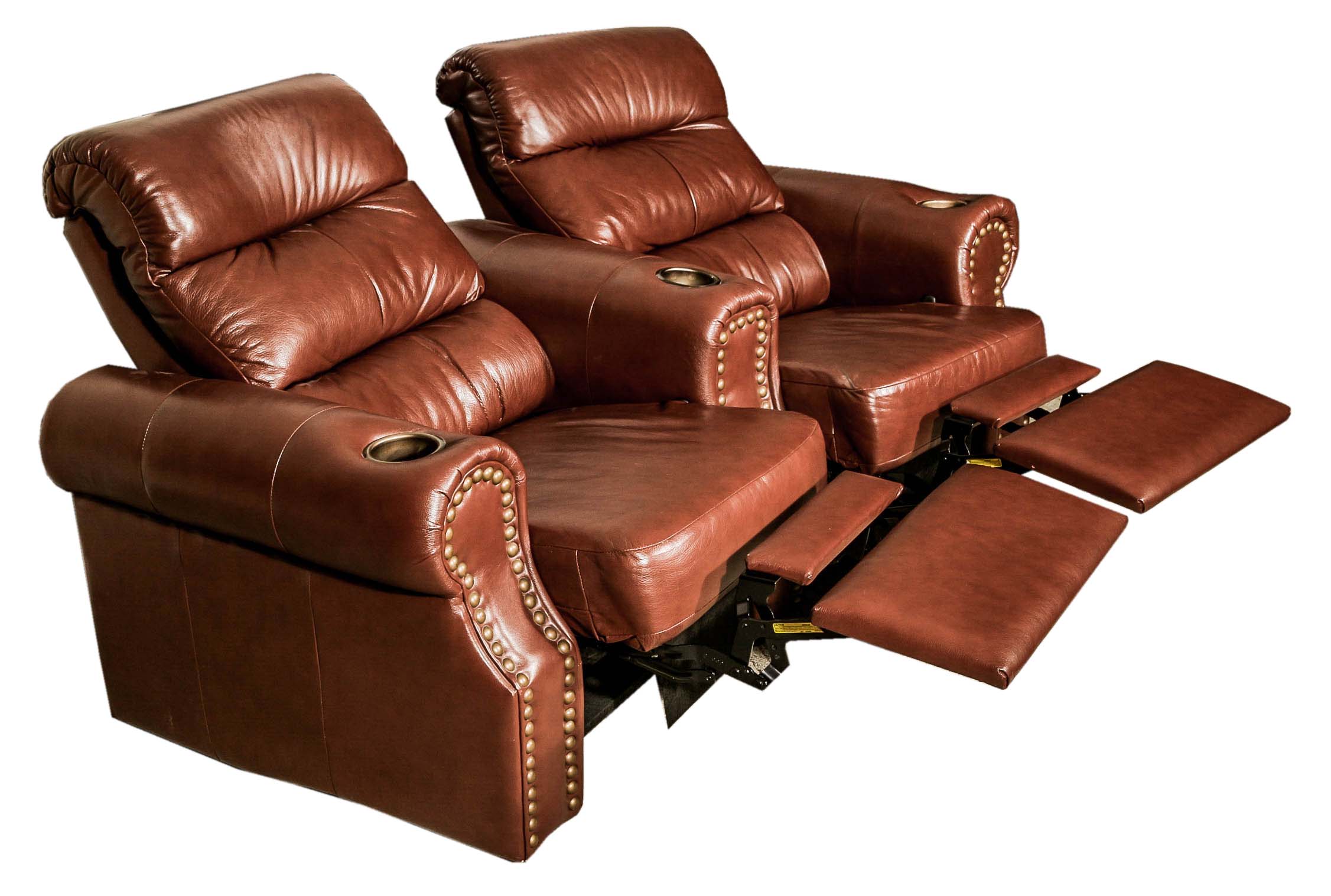 Brown Leather Double Recliner by Okin EBTH